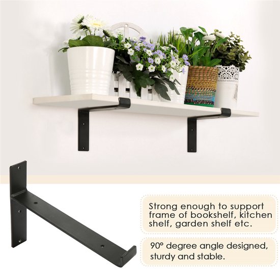 Plankdrager ZWART gecoat staal - Rechthoek (SET) 20x10 cm - online Plankdrager ZWART gecoat staal - Rechthoek (SET) 20x10 cm - online