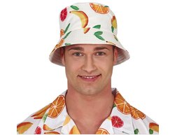 Guirca Verkleed hoedje voor Tropical Hawaii party - zomers fruit print - volwassenen - Carnaval - bucket hat