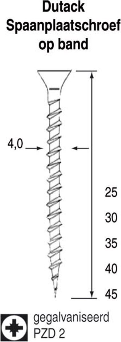 Dutack Fasteners Spaanplaatschroef op band 30mm