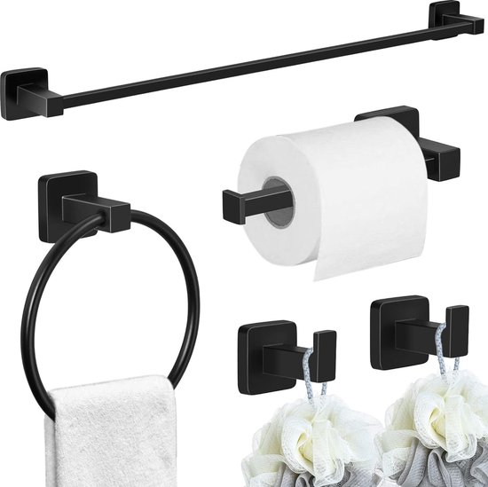 Handdoekhouder, set, 5 stuks, aluminium, badkameraccessoires, 40 cm