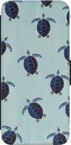 Leuke Telefoonhoesjes - Hoesje geschikt voor Samsung Galaxy A54 - Schildpadden - Wallet Case met pasjeshouder - Print / Illustratie - Blauw