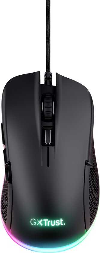 Trust GXT 922 Ybar Gaming Muis - 7200 DPI - RGB Verlichting - USB Bedrade Gaming Muis - Zwart