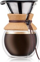 Giet over koffiezetapparaat met permanent filter, glas, beige, 16,2 x 14,9 x 22,2 cm