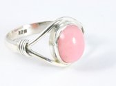 Opengewerkte zilveren ring met roze opaal - maat 17