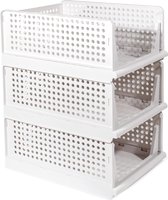 Wuciray Stapelbare Kledingkast Organizers - 3/4 Stuks Opbergdozen Met Roestvrij Staal