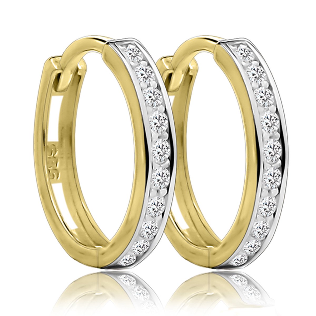 Juwelier Zwartevalk 14 karaat gouden oorbellen met zirkonia - 12.335