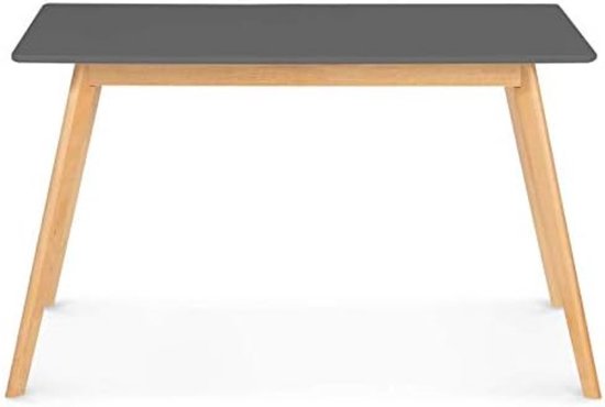 Scandinavische tafel, uittrekbaar, Inga, 120-160 cm, blad grijs, antraciet, houten poten