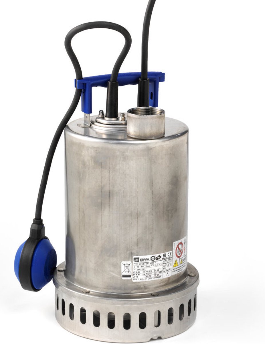 Ebara Best 4A – Dompelpomp RVS – 1100W – 24.000 l/u – Opvoerhoogte 20m – met standaard vlotter – 230V