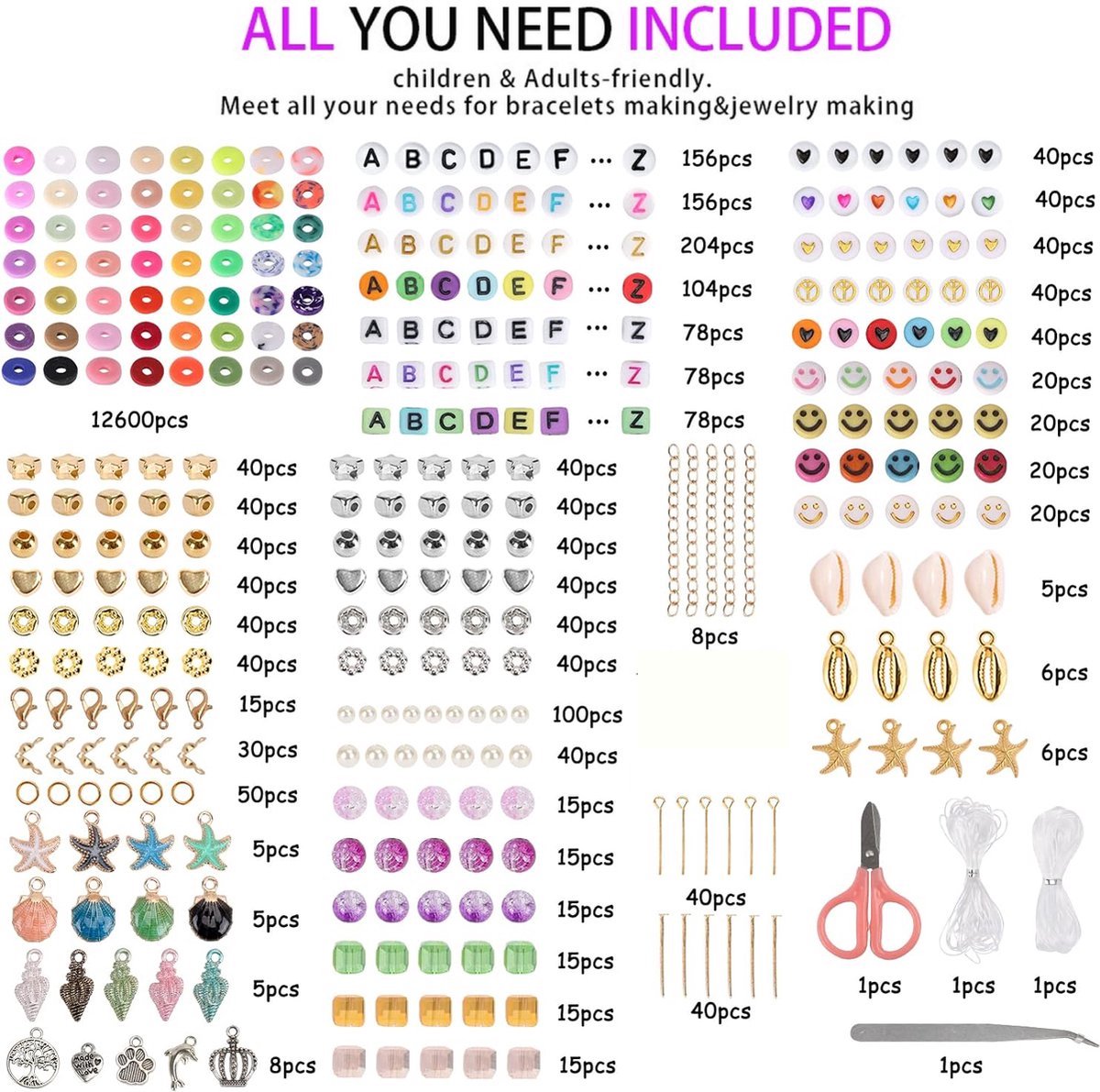 BOTC knutselen meisjes - armbandjes maken meisjes - 84 kleuren - 14700+ Delig - XXXL Kralenset Sieraden Maken - Sprankelende Sieraden Maken Pakket - Kralen Set — afbeelding 8