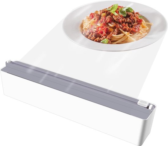 1 x magnetische vershoudfoliesnijder met 1 rol vershoudfolie, aluminiumfoliesnijder, voedselfoliedispenser, vershoudfoliedispenser, geschikt voor vershoudfolie, aluminiumfolie