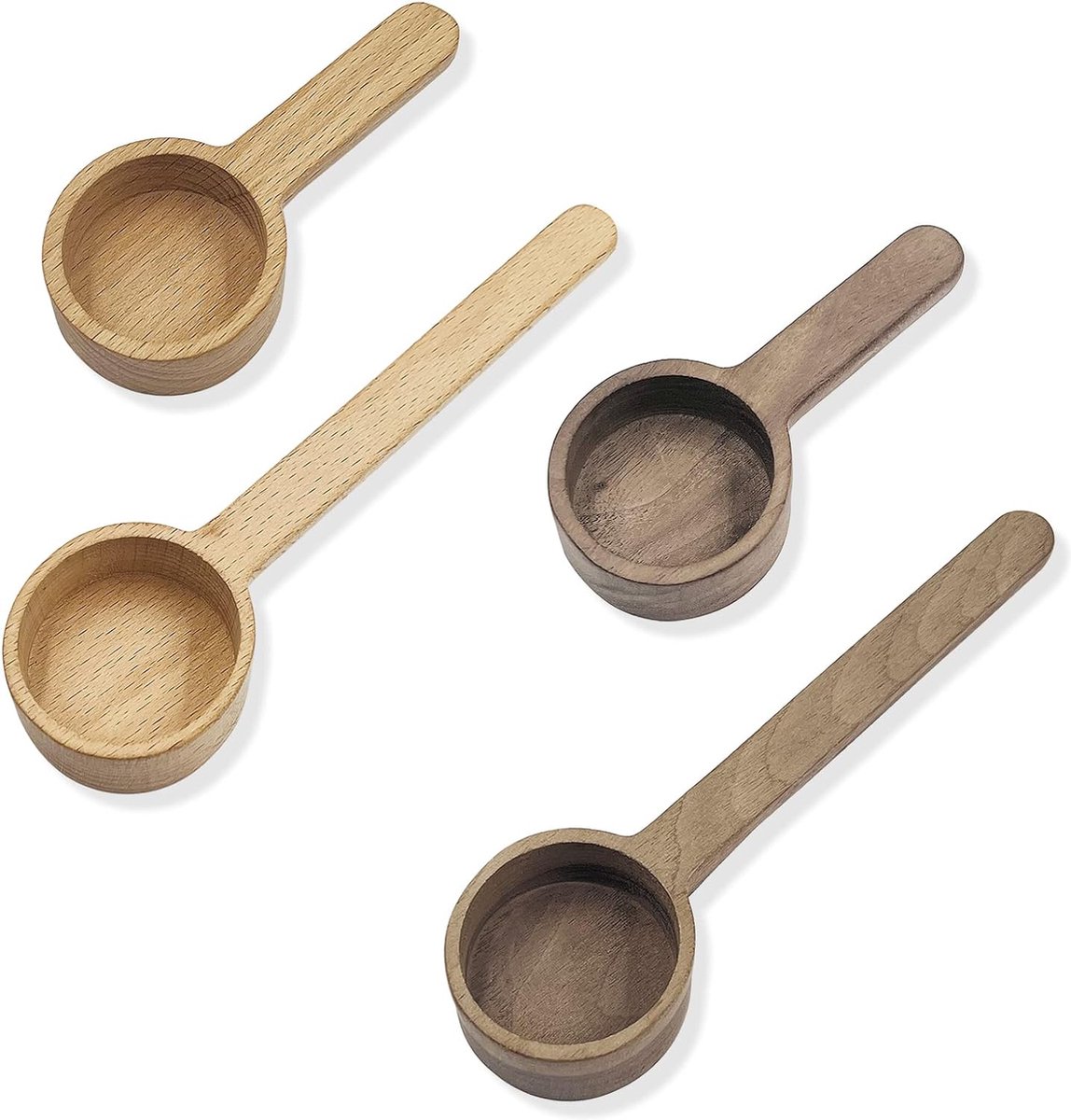 Koffieschep, kleine houten lepels, koffieschep voor gemalen koffie, koffiebonen, thee, koffiepoeder, bonen, roersoep, kruiden, 4 stuks
