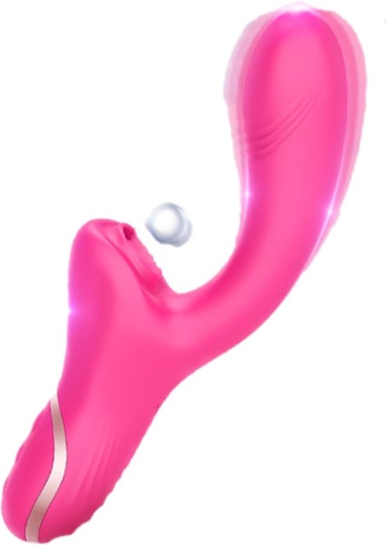 Erodit® Double Pleasure 2 in 1 vibrator roze- G-spot- zuig- luchtdruk vibrator- vibrerende dildo -G-spot/clitoris stimulator–een echte womanizer met zuig en vibratie modus - sex toy/seksspeeltjes voor vrouwen – mannen -koppels