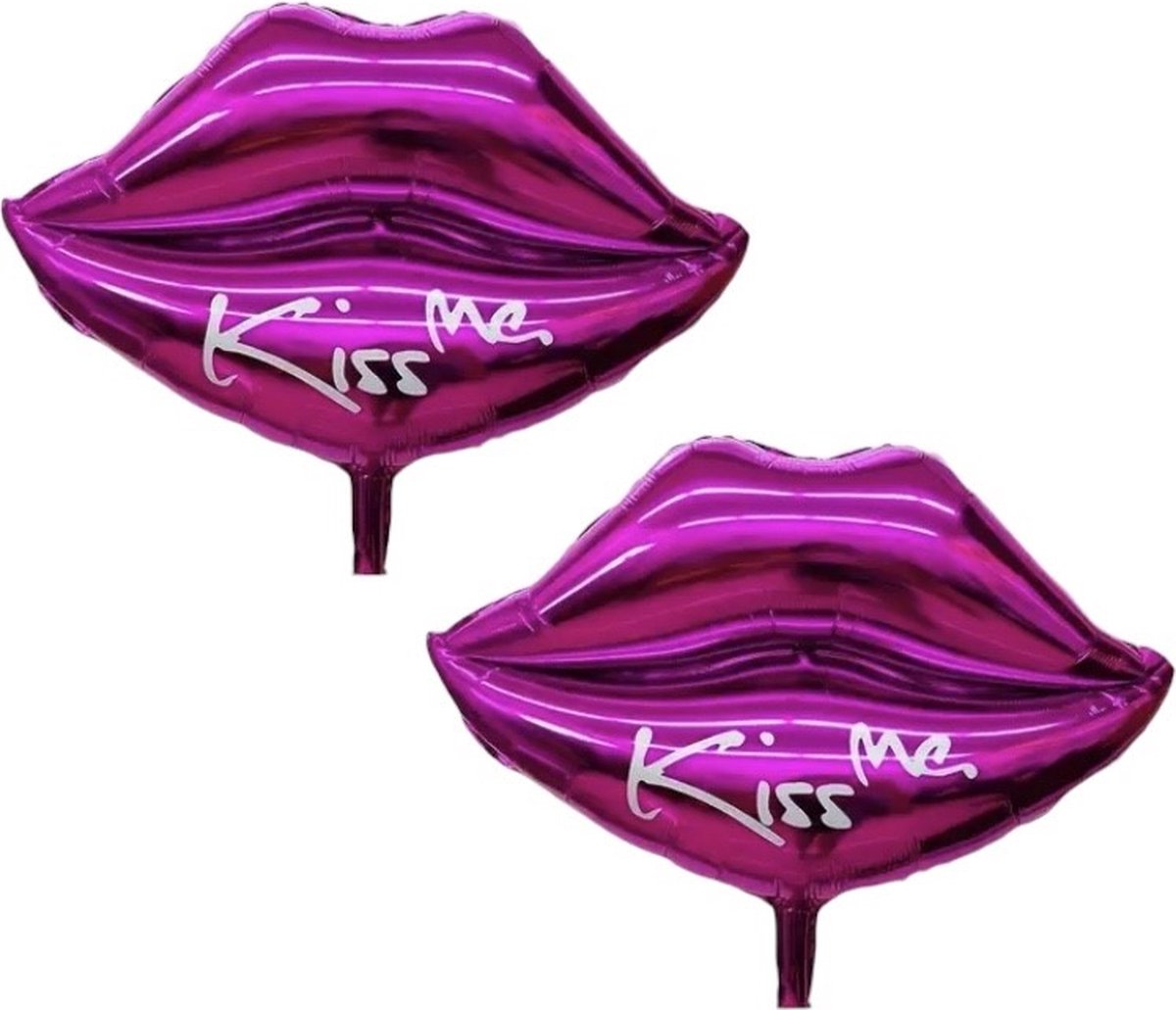 Folie Ballon Mond (KISS ME) 2 Stuks (50x 53 cm)