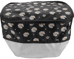 Fietskrat Afdekhoes Mand Krat Hoes Waterdicht Bloemen Zwart Madeliefje 31x33x26cm