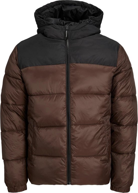 Jack & Jones - Heren Jas winter Toby Puffer Hood - Bruin - Maat XXL