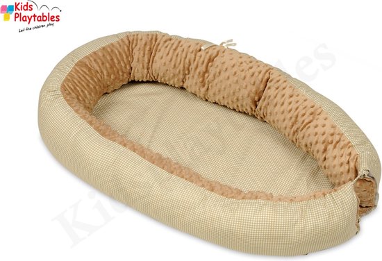 Foto: Kiddy babynestje cappuccino ruit met uitneembaar matras draagbaar babynest baby nestje babybedje reisbedje