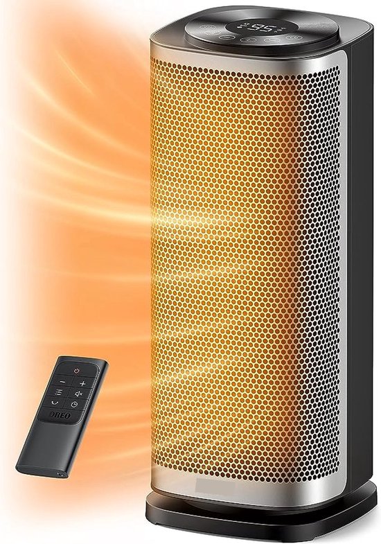 Keramische Ventilatorkachel, Elektrische Verwarming 2000 W, 3 Warmte Instellingen Ventilatorkachel Keramische Ventilatorkachel Met Afstandsbediening 12 Uur Timer Kantelbeveiliging