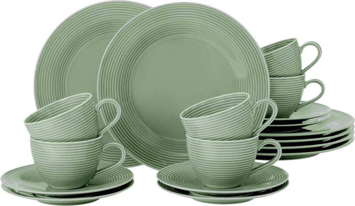 Seltmann Weiden Beat Salbeigrün Koffieservies 18-delig.