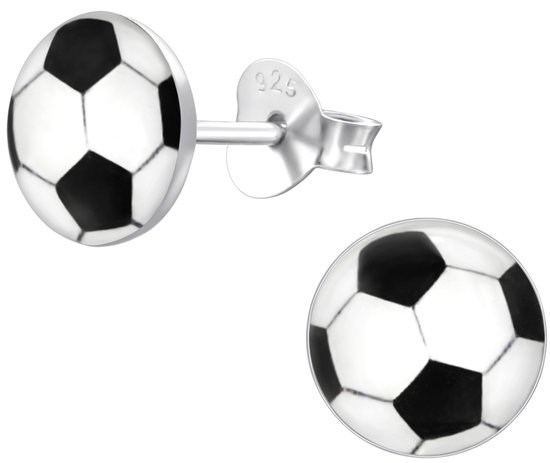 Joy|S - Zilveren voetbal oorbellen - 7 mm - bal rond