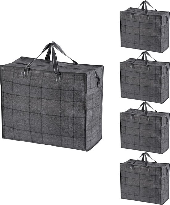 VENO 4-pack Heavy-Duty Oversized grote opbergtas met ritsen om te verhuizen, kleding opslag, waszak, verpakking, huisoplossingen, duurzaam, waterbestendig (lichtblauw, 4 stuks