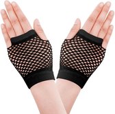 LATRAT 2 Paar Visnet Handschoenen - Lang En Kort, Vingerloos Zwart, Elastisch Nylon, Voor Stijlvolle Looks