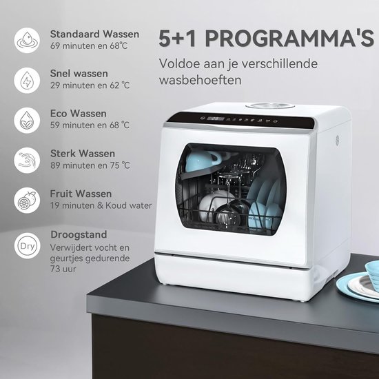 Draagbare Mini Vaatwasser 800W Voor Op Het Aanrecht - 6L