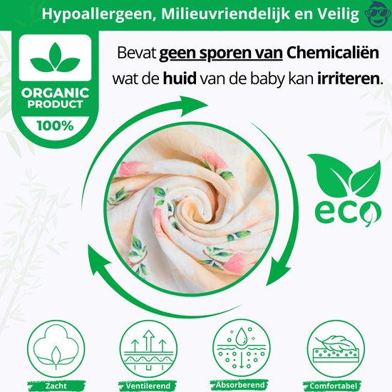 BoefieBoef XL Hydrofiele Doek 120x110cm - Zachte Bamboe Swaddle, Inbakerdoek, Mousseline Doek voor Baby's en Newborns 0 tot 12 maanden - Lila Roos - Dubbellaags, Ademend en Absorberend - Kerst en KraamCadeau - - Duurzaam - Babydeken - Bloem Roze Wit van Merkloos — afbeelding 3