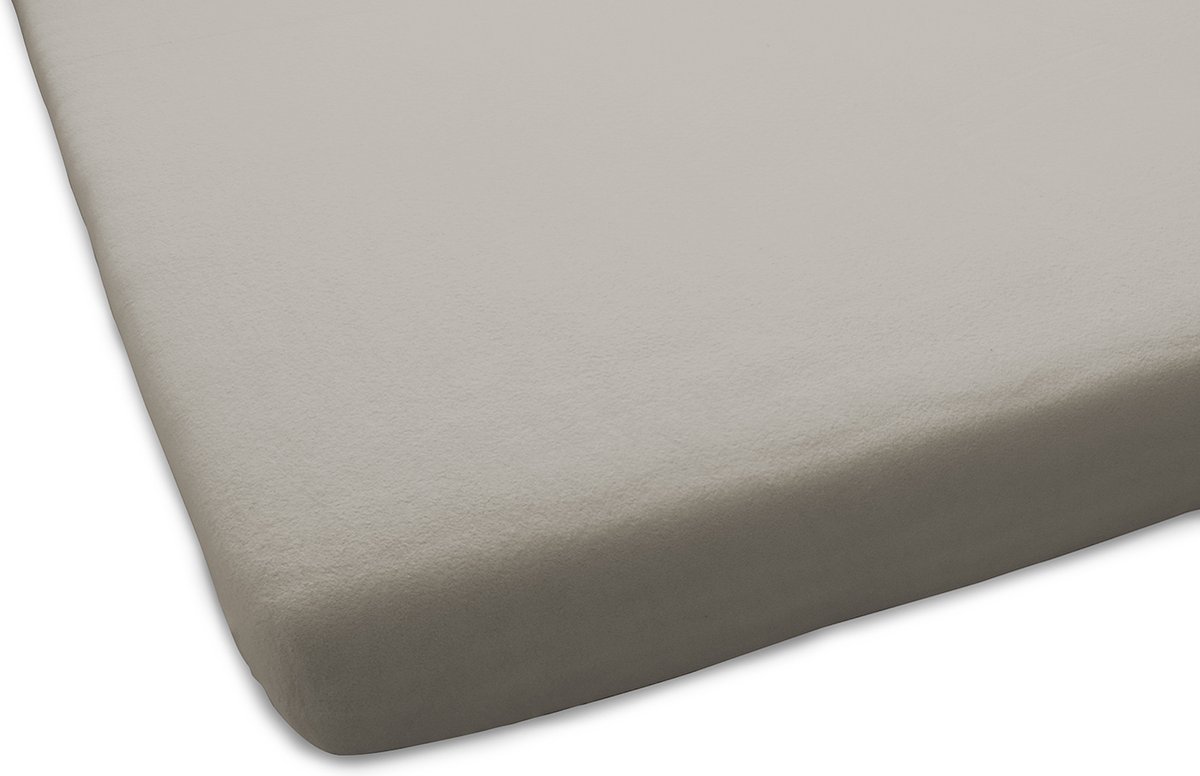 Dutch Dreams Molton Matrasbeschermer Hoeslaken - Aanbieding 1+1 Gratis - 90/100x190/200cm - Taupe - Flanel Stretch - 2 Stuks