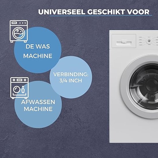 Aquastop-slang voor wasmachine en vaatwasser, 2,5 m, 90 °C, met recht en gebogen veiligheidsventiel, 3/4 inch, veilige watertoevoerslang, 10 jaar garantie - Monteral Aquastop-slang voor wasmachine en vaatwasser, 2,5 m, 90 °C, met recht en gebogen veiligheidsventiel, 3/4 inch, veilige watertoevoerslang, 10 jaar garantie - Monteral
