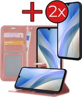 Étui pour Samsung A15 Case Book Case Cover Wallet Cover Wallet Case avec 2x protecteur d'écran - Étui pour Samsung Galaxy Galaxy A15 Cover Bookcase Case - Or rose