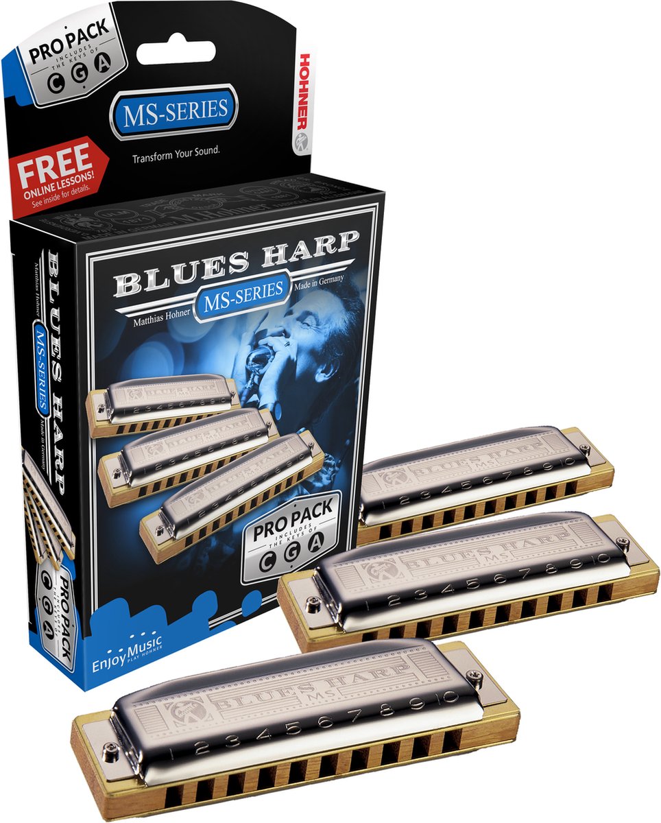 Hohner Blues Harp MS Pro Pack C/G/A mondharmonica