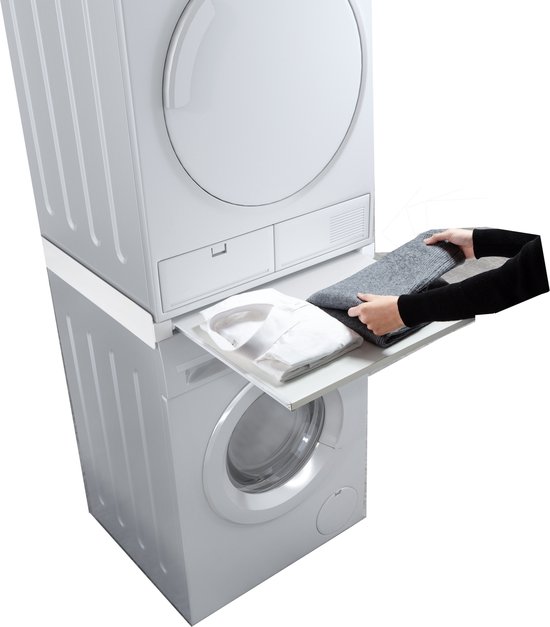 Tussenstuk wasmachine droger stapelkit - wasmachine droger op elkaar - uitschuifbare werkblad - VDD