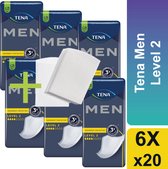 TENA Men Level 2 - Incontinentie Mannen - Inclusief 4 Wegwerp Washandjes - 6 pakken - Voordeelverpakking - 120 stuks - Incontinentie verband