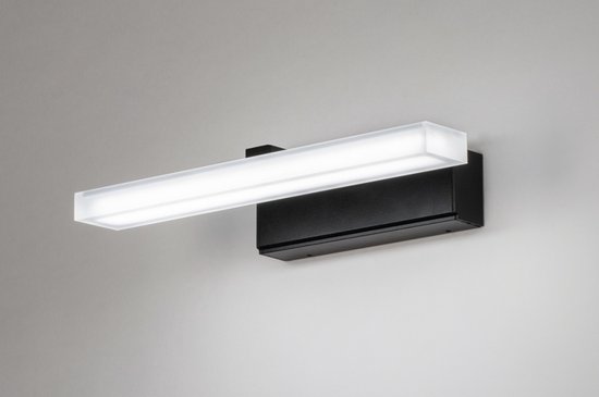 Lumidora Wandlamp 73993 - Voor binnen - MILAN - Ingebouwd LED - 8.0 Watt - 500 Lumen - 3000 Kelvin - Zwart - Wit - Kunststof - Badkamerlamp - IP44
