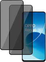 2x Privé Screenprotector geschikt voor OPPO Reno 6 - Privacy Beschermglas - Privacy Proteqt+