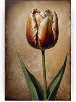 Tulp - Slaapkamer muurdecoratie - Schilderij tulpen - Schilderijen op canvas industrieel - Canvas schilderijen - Kunstwerken schilderij - 50 x 70 cm 18mm