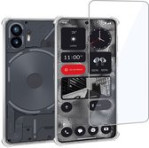 Geschikt voor Nothing Phone 2 - Hoesje + Screenprotector – Gehard Glas Cover + Shock Proof Case - Transparant