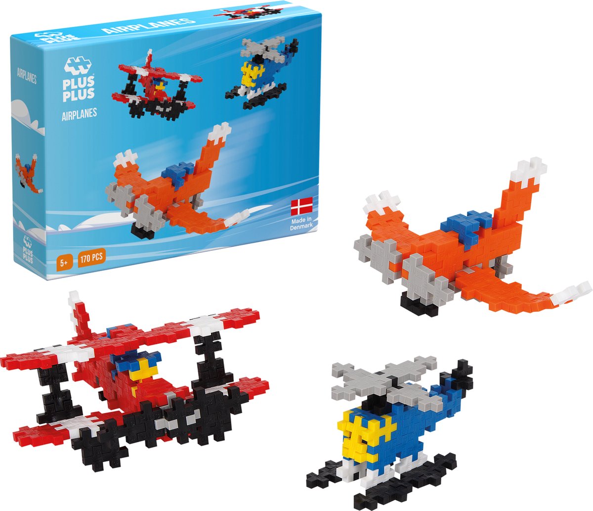 Plus-Plus Basic Vliegtuigen 170 delige bouwset - 3724 - Bouwspeelgoed - Constructiespeelgoed - Set met bouwstenen - Vanaf 5 jaar