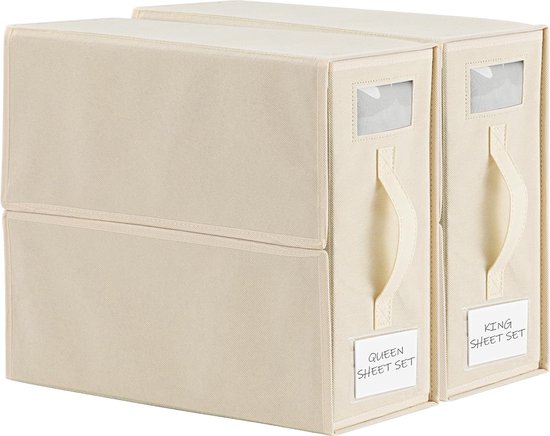 Foto: Opbergtas 2 stuks opvouwbare opbergdozen voor laken onderbed organizer met spanbanden kledingopslag voor beddengoed dekens kleding onderbed kledingkast