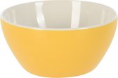 Excellent Houseware Soepkommen/serveer schaaltjes - Acapulco - porselein - D14 x H6.5 cm - geel - Stapelbaar