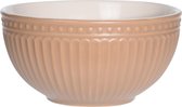 Excellent Houseware Soepkommen/serveer schaaltjes - Roman Style - keramiek - D14 x H7 cm - zand bruin - Stapelbaar