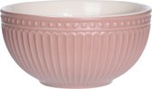 Excellent Houseware Soepkommen/serveer schaaltjes - Roman Style - keramiek - D14 x H7 cm - oud roze/rood - Stapelbaar