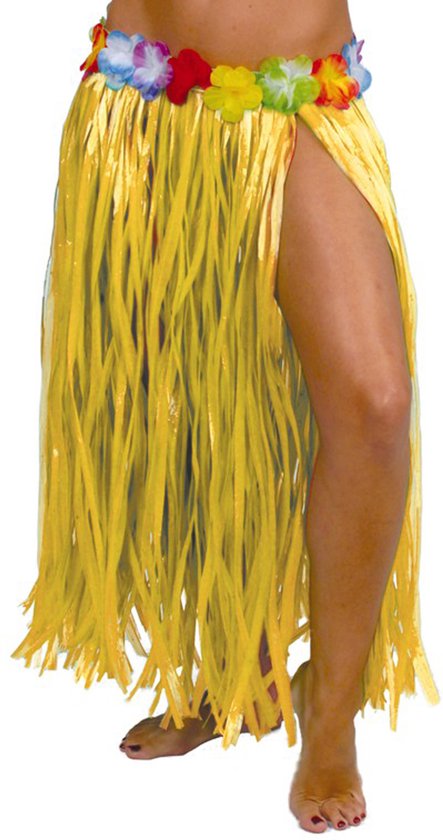 Toppers - Fiestas Guirca Hawaii verkleed rokje - voor volwassenen - geel - 75 cm - hoela rok - tropisch