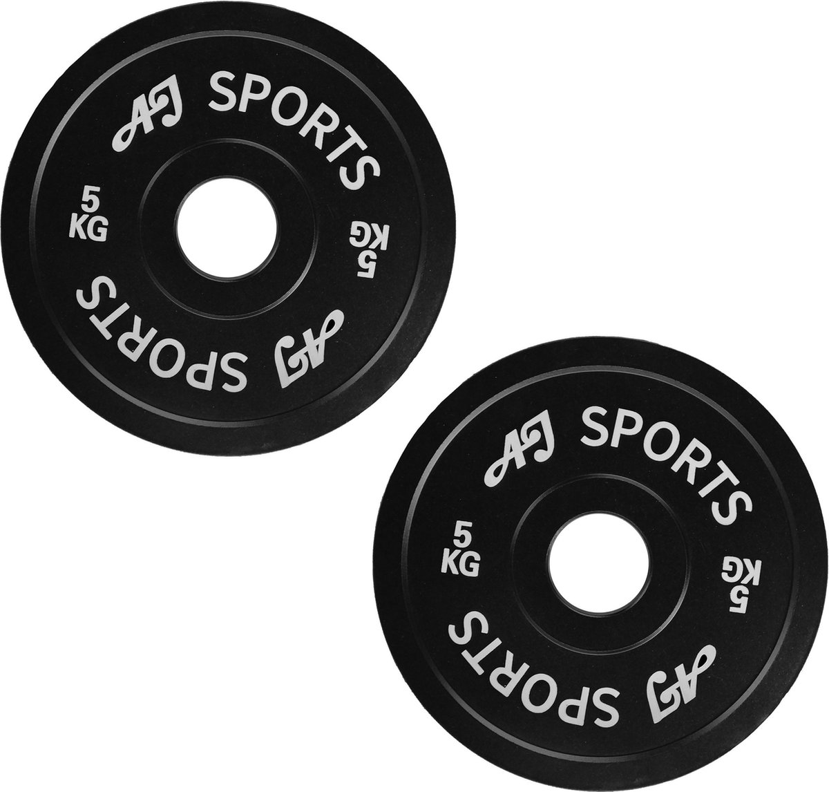 AJ-Sports Olympische Halterschijven Zwart 5 kg - 2 Stuks - Halterschijf 50 mm - Gewichten set - Halters - Halterset - Halterstang - Halterbank - Fitness - Krachttraining