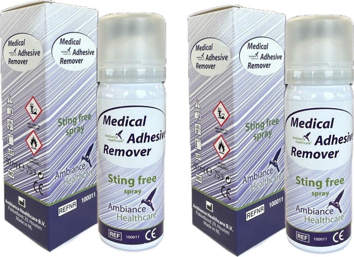 Goedkoopste 2x 50 ML Ambiance Medical Adhesive Remover Spray - Huidplakremover - Remover Spray - Tape Remover - Stomahulpmiddel - prijs is per 2 stuks!