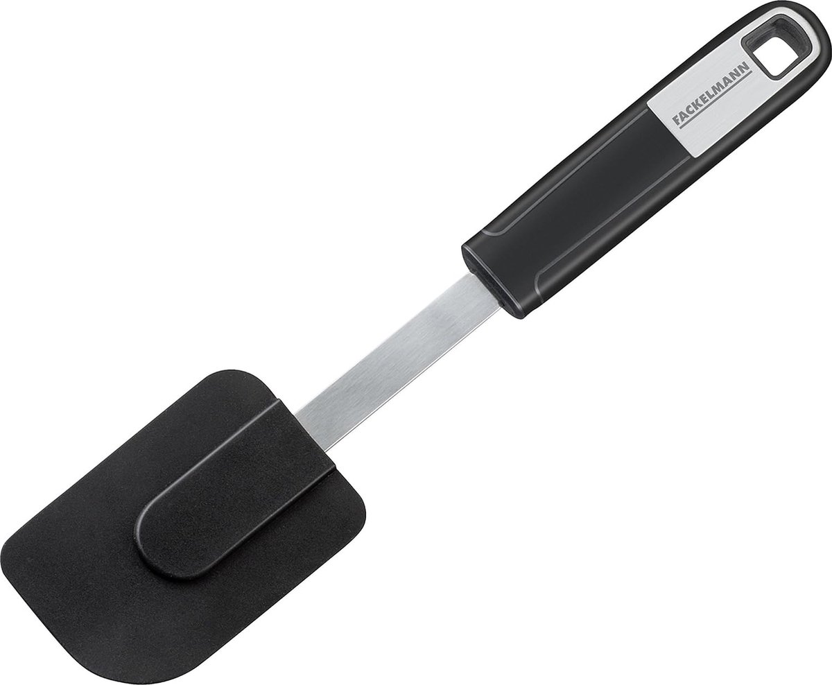 Deegschraper 26 cm Sense, praktische deegspatel voor gecoat kook-, bakgerei, met anti-slip soft-touch handgreep (kleur: zilver/zwart), hoeveelheid: 1 stuk