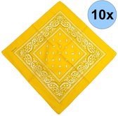 Fako Fashion® - Bandana - Hoofddoek - Mondbescherming - Zakdoek - Paisley - Geel - 10 Stuks