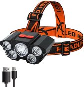 5 LED-zaklamp oplaadbaar met ingebouwde 18650 batterij sterk licht camping avontuur vissen hoofd licht koplamp