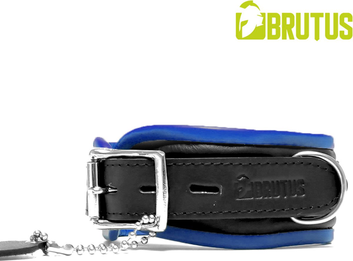 Goedkoopste BRUTUS LEATHER - Leren Halsband - Zwart/Blauw