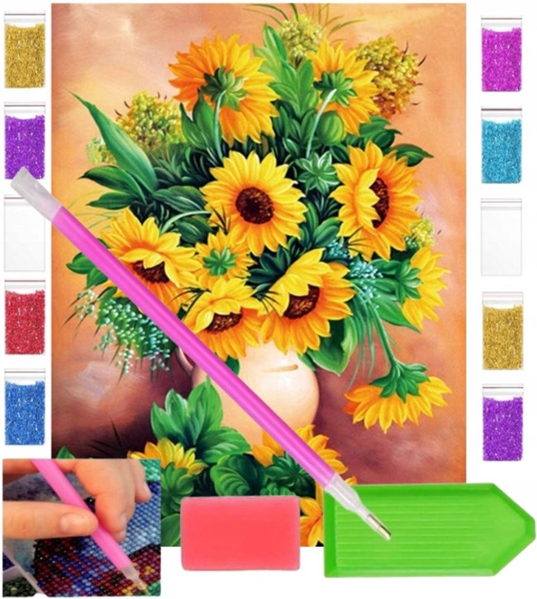Diamond Painting Set - Zonnebloemen - 30 x 40 - Kado Tip !!